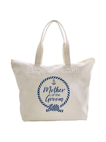 ElegantPark Loop Mother of the Groom Tote Bag Wedding Bridal Shower Gifts Zip 100% Cotton