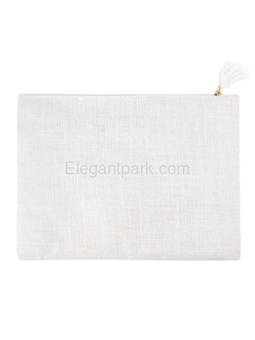 ElegantPark A Initial Monogram Makeup Bag Personalized Party Gift Clutch with Bottom Zip Jute