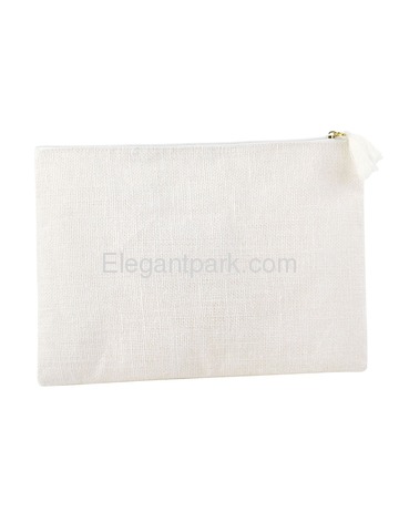 ElegantPark A Initial Monogram Makeup Bag Personalized Party Gift Clutch with Bottom Zip Jute