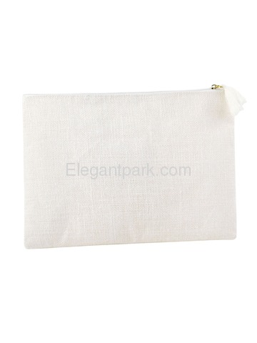 ElegantPark M Initial Monogram Makeup Bag Personalized Party Gift Clutch with Bottom Zip Jute