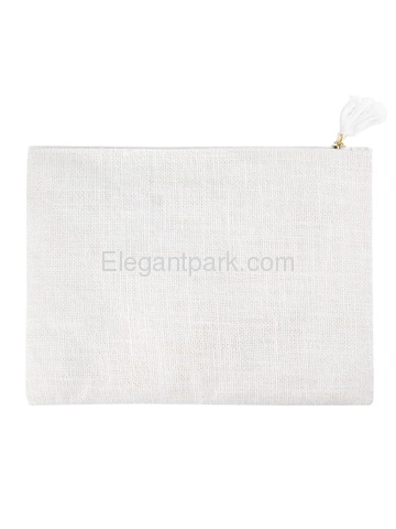 ElegantPark E Initial Monogram Makeup Bag Personalized Party Gift Clutch with Bottom Zip Jute