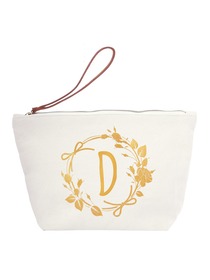 ElegantPark D Initial Monogram Makeup Cosmetic Bag Wristlet Pouch Gift with Bottom Zip Canvas