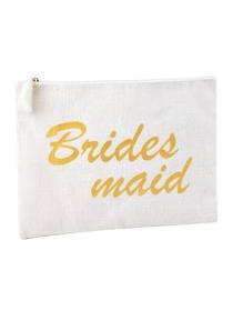 ElegantPark Bridesmaid Clutch Bag Wedding Bridal Shower Gift Handbag Zip White with Gold Script 100%