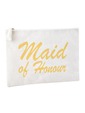 ElegantPark Maid of Honor Clutch Bag Wedding Bridal Shower Gift Handbag Zip White with Gold Script 1