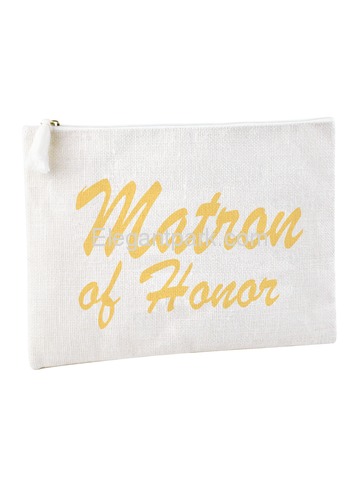 ElegantPark Matron of Honor Clutch Bag Wedding Bridal Shower Gift Handbag Zip White with Gold Script