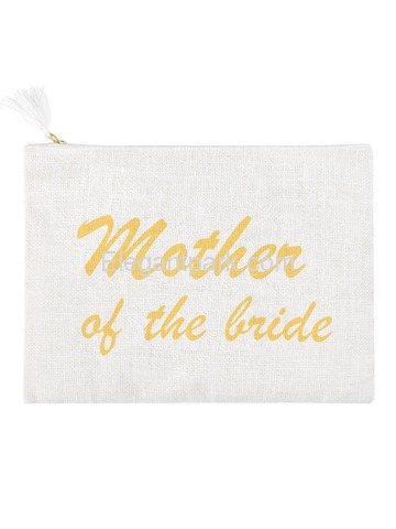 ElegantPark Mother of the Bride Clutch Bag Wedding Party Favors Gift Handbag Zip White with Gold Scr