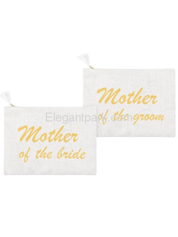ElegantPark Mother of the Bride and Groom Clutch Bag Wedding Party Favors Gift Handbag Zip White wit