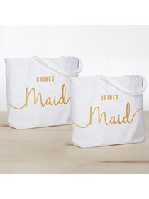 ElegantPark Bridesmaid Jumbo Tote Bag Wedding Gifts Canvas 100% Cotton Interior Pocket White with Go