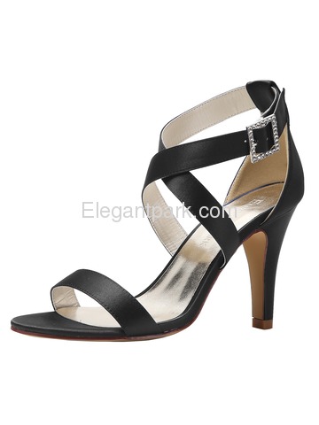 ElegantPark HP1818 High Heels Pumps Cross Satin Wedding Evening Dress Sandal Shoes (HP1818)