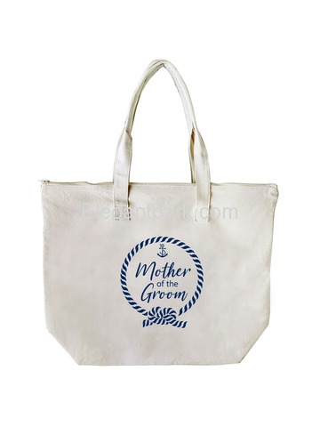 ElegantPark Loop Mother of the Groom Tote Bag Wedding Bridal Shower Gifts Zip 100% Cotton