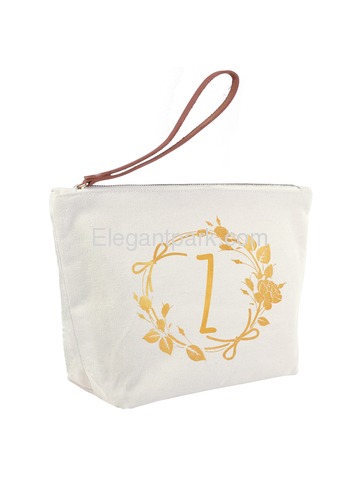 ElegantPark Z Initial Monogram Personalized Travel Makeup Cosmetic Bag Wristlet Pouch Gifts with Zip