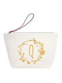 ElegantPark Q Initial Monogram Personalized Travel Makeup Cosmetic Bag Wristlet Pouch Gifts with Zip