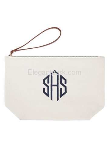 PERSONALIZED Custom Gift Tote Monogram Initial Diamond Embroidery Makeup Bag with Zip