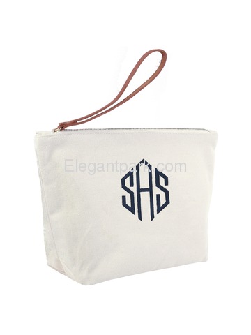 PERSONALIZED Custom Gift Tote Monogram Initial Diamond Embroidery Makeup Bag with Zip