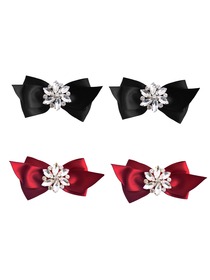 ElegantPark 2 Pairs CQ Women Wedding Accessories Bow satin with Rhinestones Crystal Shoe Clips