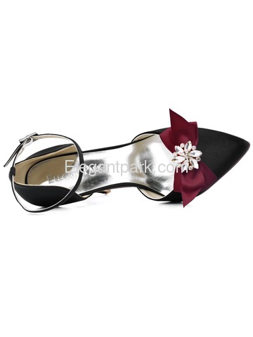 ElegantPark 2 Pairs CQ Women Wedding Accessories Bow satin with Rhinestones Crystal Shoe Clips