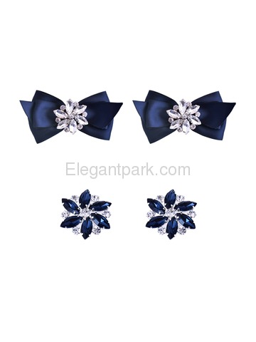 ElegantPark 2 Pairs Combination Women Wedding Accessories CQ+AJ Navy Blue Shoes clips