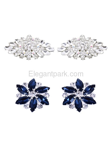 ElegantPark 2 Pairs Combination Women Wedding Accessories BD Sliver+AJ Navy Blue Shoes clips