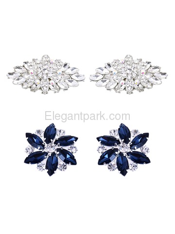 ElegantPark 2 Pairs Combination Women Wedding Accessories BD Sliver+AJ Navy Blue Shoes clips