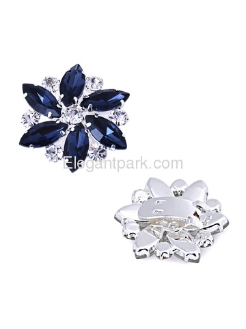 ElegantPark 2 Pairs Combination Women Wedding Accessories BD Sliver+AJ Navy Blue Shoes clips