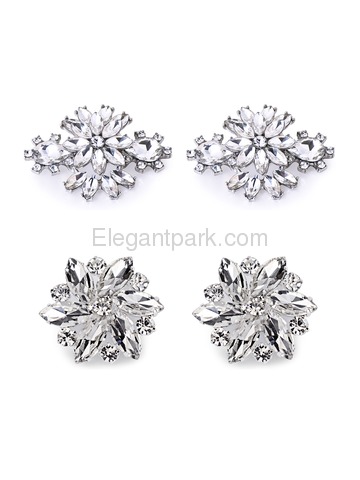 ElegantPark 2 Pairs Combination Women Wedding Accessories AJ+AK Sliver Shoes clips