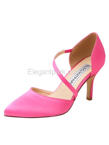 HC1711 Women Sandals Strap Pointed Toe High Heel Pumps Satin Evening Wedding Shoes (HC1711-NW)