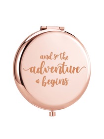 Personalised Gold Round Compact Mirror Makeup Gift and so adventure begins