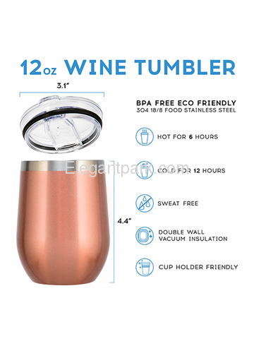 Adventure Stainless Steel Wine Tumbler with Lid Vacuum Insulated Spill Proof Travel Friendly Cup