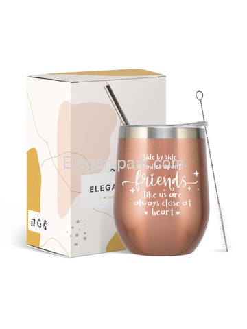 Friend Side Stainless Steel Wine Tumbler with Lid Vacuum Insulated Spill Proof Travel Friendly Cup