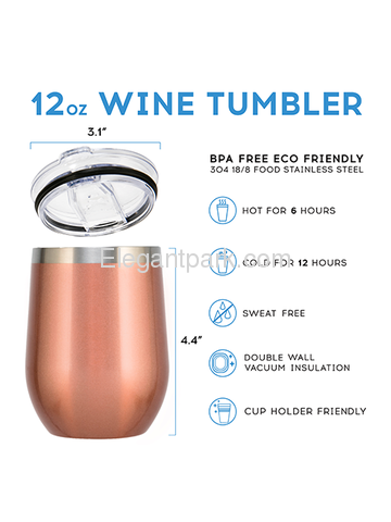 Mom Juice Stainless Steel Wine Tumbler with Lid Vacuum Insulated Spill Proof Travel Friendly Cup