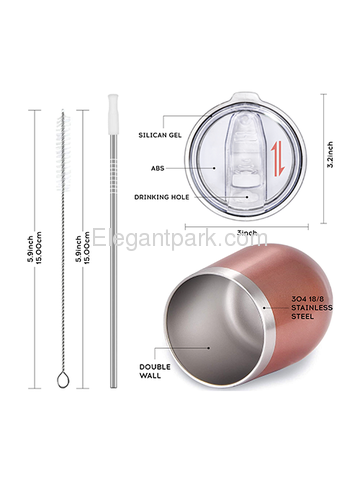 Fablous Day Stainless Steel Wine Tumbler with Lid Vacuum Insulated Spill Proof Travel Friendly Cup