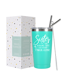 Sister Walk Alone Travel CoffeeTumbler with Lid and Vacuum Insulated Double Wall Cup Gift