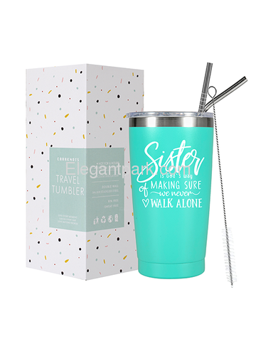 Sister Walk Alone Travel CoffeeTumbler with Lid and Vacuum Insulated Double Wall Cup Gift