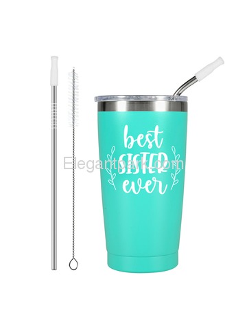 Best Sister Ever Travel CoffeeTumbler with Lid and Vacuum Insulated Double Wall Cup Gift