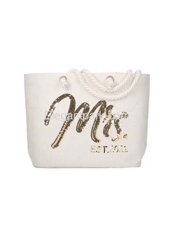 Bride Jumbo Tote Bag Wedding Bridal Shower Gifts Future Mrs Est 2021 Jute Interior Pocket Gold