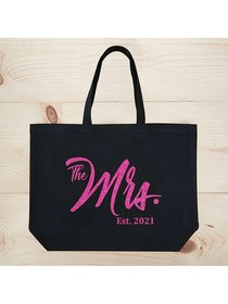 ElegantPark The Mrs EST 2019 Jumbo Wedding Bride Tote Bridal Shower Gift Shoulder Bag Black with Ho