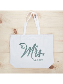 ElegantPark The Mrs EST 2022 Jumbo Wedding Bride Tote Bachelorette Party Gift Shoulder Bag White wi