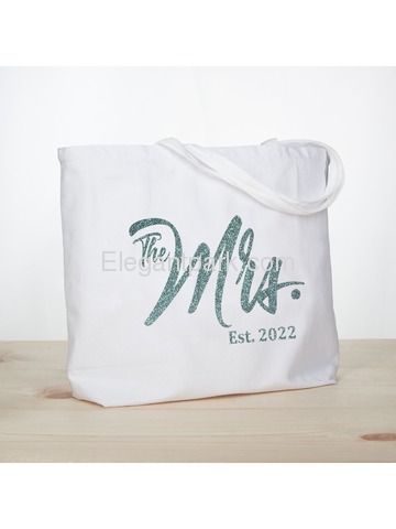 ElegantPark The Mrs EST 2022 Jumbo Wedding Bride Tote Bachelorette Party Gift Shoulder Bag White wi