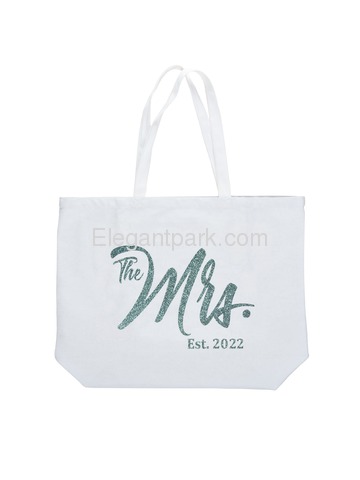 ElegantPark The Mrs EST 2022 Jumbo Wedding Bride Tote Bachelorette Party Gift Shoulder Bag White wi