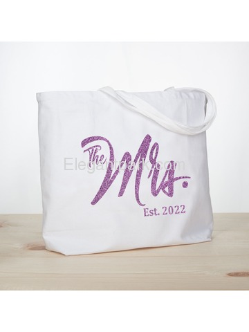ElegantPark The Mrs EST 2019 Jumbo Wedding Bride Tote Bachelorette Party Gift Shoulder Bag White wi