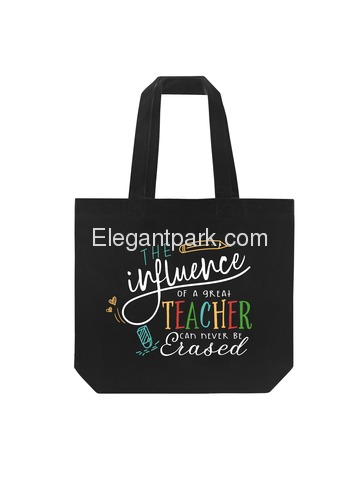 ElegantPark Teacher Bag Best Teacher Gifts Funny Teacher Appreciation Gift Christmas Gifts for Teacher Canvas Bag Black with interior Pocket