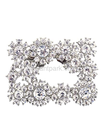 ElegantPark Silver Pink Rhinestones Shoe Clips Square Buckle Design Wedding Party Accessories 2 Pcs