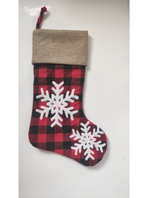 ElegantPark Red and Black Buffalo Check Christmas Stocking, Triple Layers Snowflake with Fur Cuff