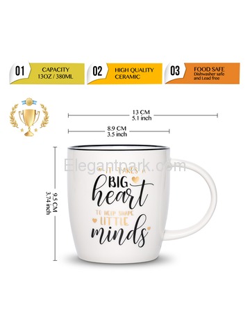 ELEGANTPARK Teacher Mug Ceramic Coffee Mug Inspirational Teacher Mug 13 oz