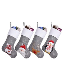 Ugiftcorner Lovely Gray Burlap Christmas Stockings Decor Set of 4 Snowman Santa Deer Penguin