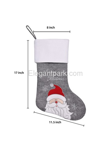 Ugiftcorner Lovely Gray Burlap Christmas Stockings Decor Set of 4 Snowman Santa Deer Penguin