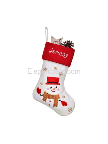 ElegantPark White Christmas Stockings Set of 6 Snowman Santa Deer Penguin Unicorn Angel Red Border