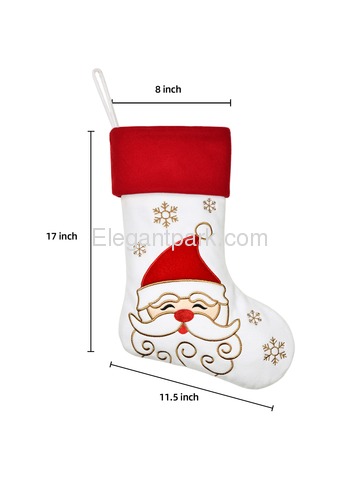 ElegantPark White Christmas Stockings Set of 6 Snowman Santa Deer Penguin Unicorn Angel Red Border