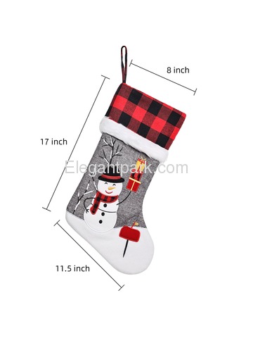 ElegantPark Grey Christmas Stockings Set of 6 Burlap Applique Snowman Santa Deer Penguin Tree Bear