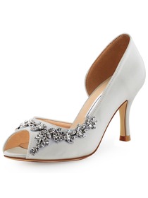 Elegantpark Peep Toe Satin Buckle Stiletto Heel Bridal Women Shoes